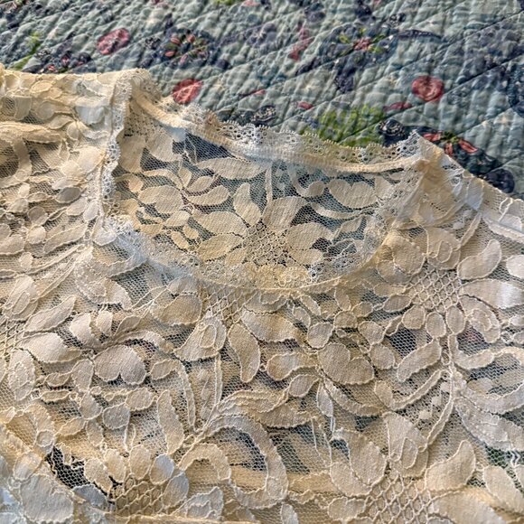 Torrid Stretch Lace And Mesh Crew Neck Long Sleeve Top Ivory - Picture 4 of 7